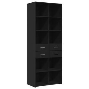 vidaXL Buffet haut noir 70x42,5x185 cm bois d'ing&eacute;nierie