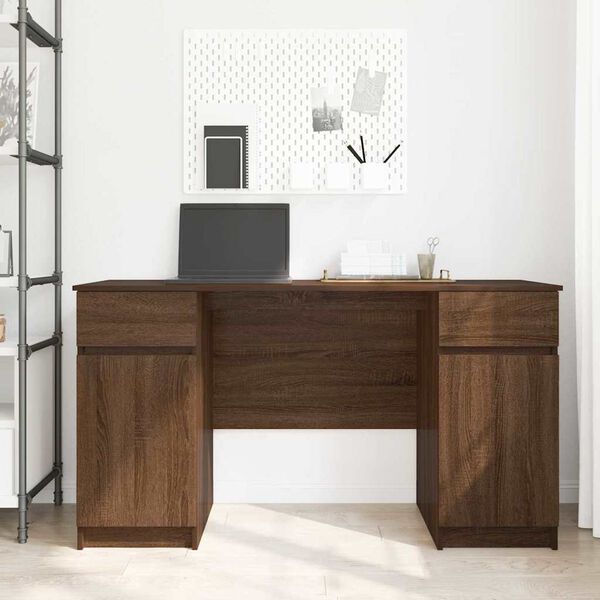 vidaXL Bureau Ch&ecirc;ne marron 140 x 49 x 76 cm Bois d'ing&eacute;nierie
