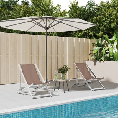 vidaXL Chaises de plage pliantes lot de 2 marron aluminium textilène