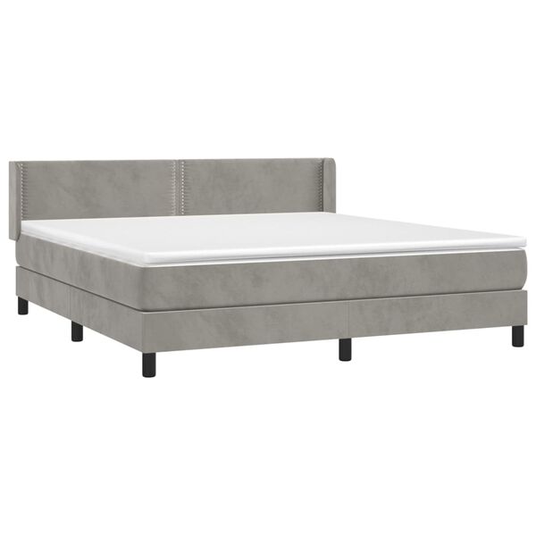 vidaXL Sommier &agrave; lattes de lit et matelas Gris clair 180x200cm Velours