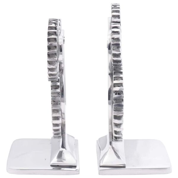 vidaXL Serre-livres 2 pcs Argent&eacute; 10 x 10 x 22 cm Aluminium
