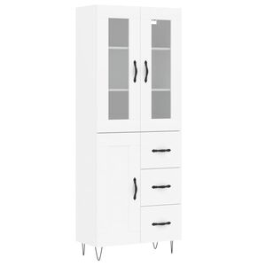 vidaXL Buffet haut Blanc 69,5x34x180 cm Bois d'ing&eacute;nierie