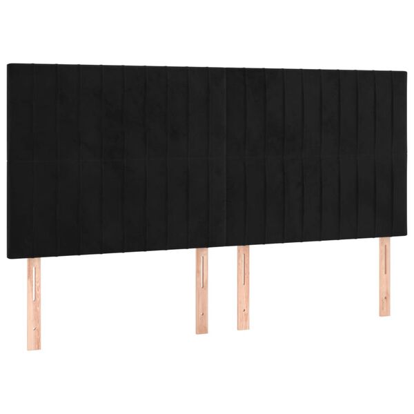 vidaXL T&ecirc;te de lit &agrave; LED Noir 180x5x118/128 cm Velours