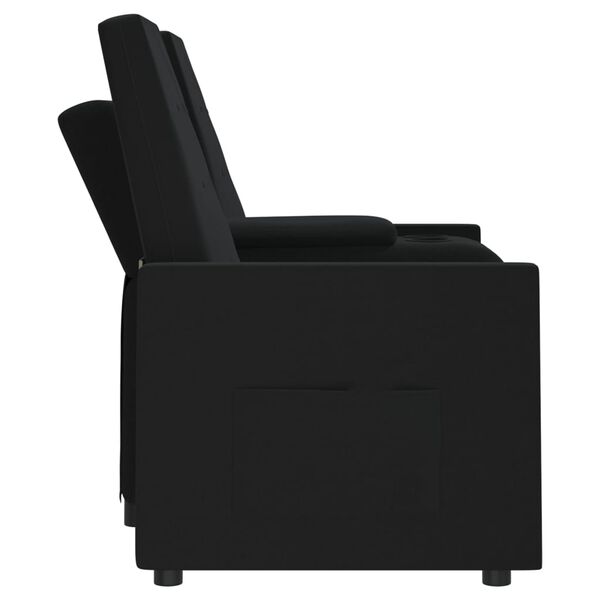 vidaXL Fauteuil inclinable avec porte-gobelet 2 places Noir Tissu