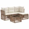 vidaXL Ensemble de canap&eacute; de jardin 5 pc Beige polyrotin