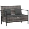 vidaXL Banc de Jardin &agrave; 2 Places avec Coussins Gris R&eacute;sine Tress&eacute;e