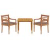 vidaXL Ensemble &agrave; manger de jardin coussins 3 pcs Bois de teck massif