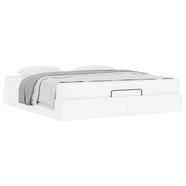 vidaXL Cadre de lit avec matelas avec matelas 2 pcs Blanc PVC