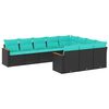 vidaXL Salon de jardin 10 pcs avec coussins noir r&eacute;sine tress&eacute;e