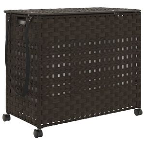 vidaXL Panier &agrave; linge avec roulettes marron fonc&eacute; 66x35x60 cm