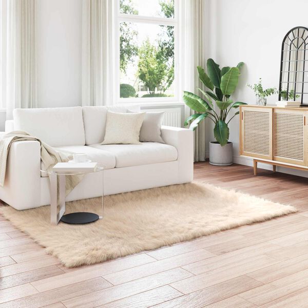 vidaXL Tapis en fausse Tafalla Beige 120 x 170 cm Polyester