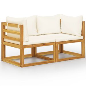 vidaXL Banc de jardin &agrave; 2 places avec coussins blanc cr&egrave;me