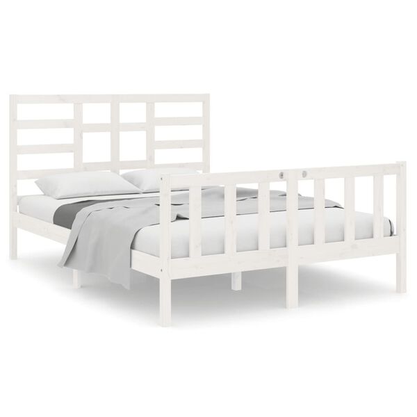vidaXL Cadre de lit sans matelas blanc bois massif 140x190 cm