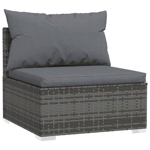 vidaXL Salon de jardin 5 pcs avec coussins résine tressée gris