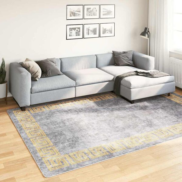 vidaXL Tapis lavable antid&eacute;rapant 190x300 cm gris