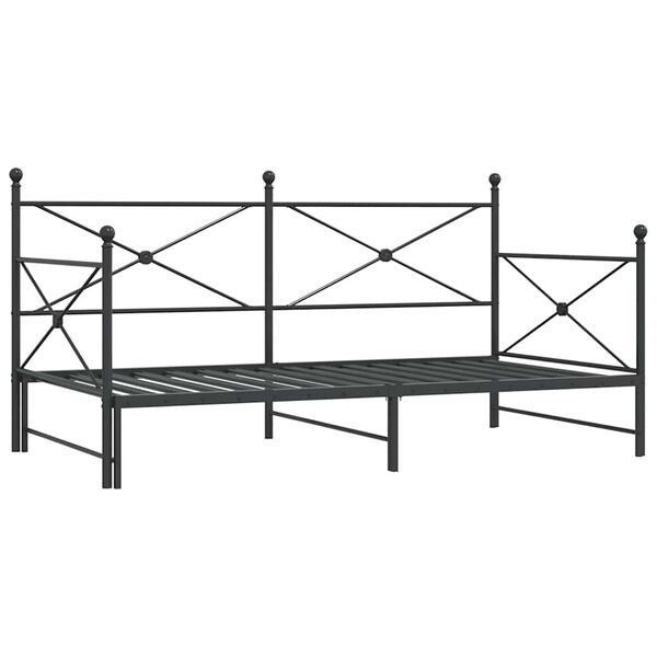 vidaXL Lit de jour et lit gigogne sans matelas noir 100x190 cm acier