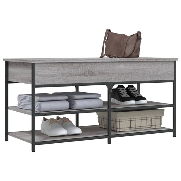 vidaXL Banc &agrave; chaussures sonoma gris 100x42,5x50 cm bois d'ing&eacute;nierie
