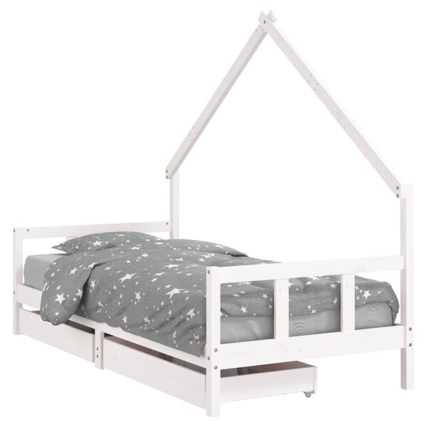 vidaXL Cadre de lit d'enfants tiroirs blanc 90x190 cm bois pin massif