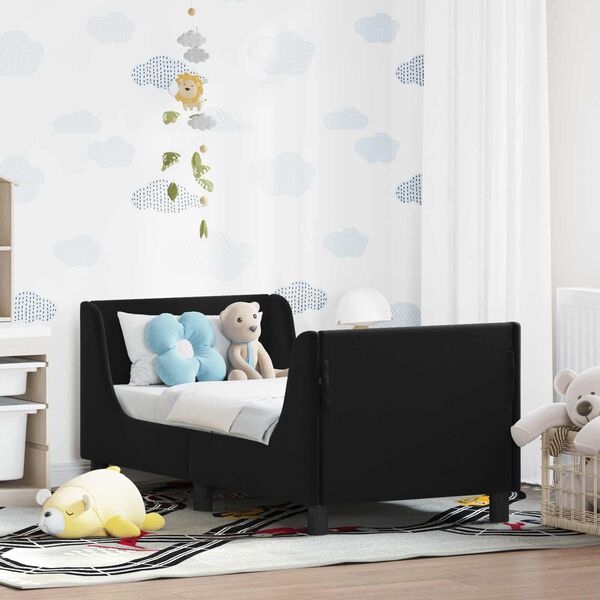 vidaXL Cadre de lit pour tout-petit avec t&ecirc;te de lit Noir 70 x 140 cm