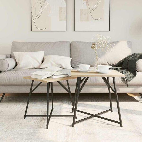 vidaXL Ensemble de tables d'appoint 2 pcs Ch&ecirc;ne Sonoma et noir