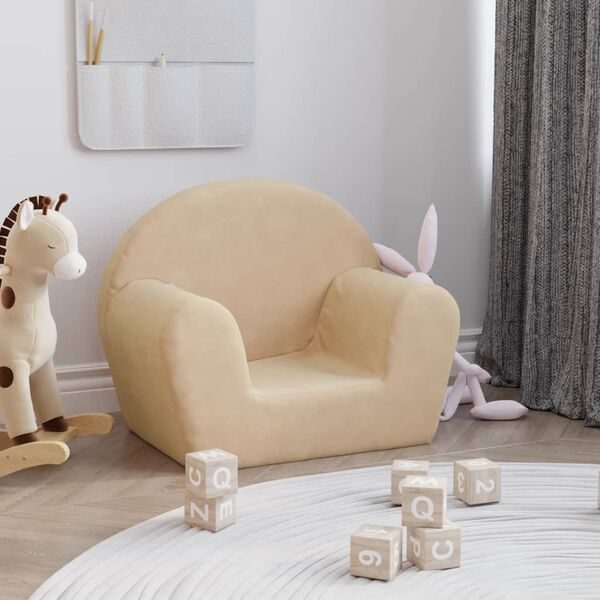vidaXL Canap&eacute; pour enfants Cr&egrave;me Peluche douce
