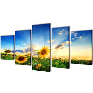 vidaXL Set de toiles murales imprim&eacute;es Tournesols 200 x 100 cm
