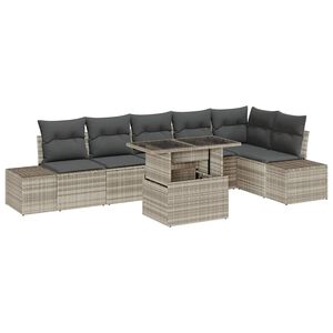 vidaXL Ensemble de canap&eacute; de jardin 7 pc Gris clair polyrotin