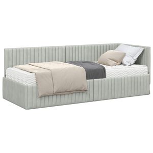 vidaXL Cadre de lit d'angle avec matelas 2 pcs Gris clair Velours