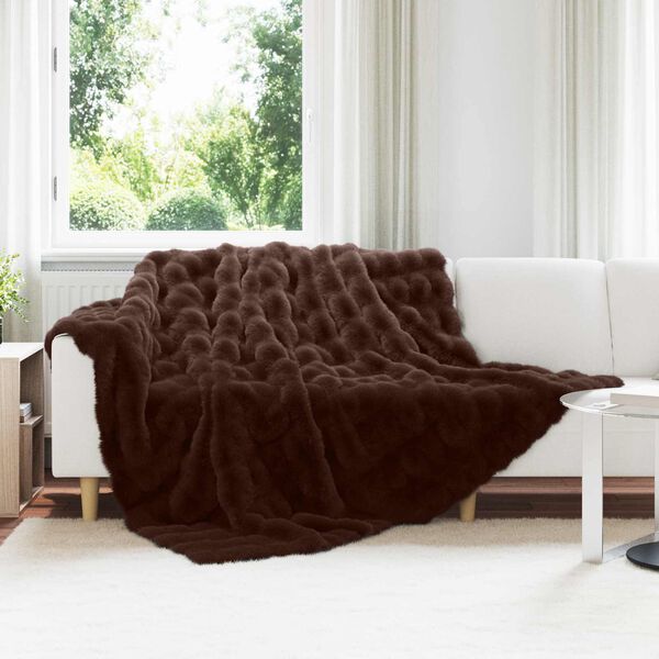 vidaXL Couverture en Fourrure de Lapin Synth&eacute;tique 4 pcs Camel
