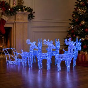 vidaXL D&eacute;coration de No&euml;l Rennes et tra&icirc;neau 320 LED Acrylique