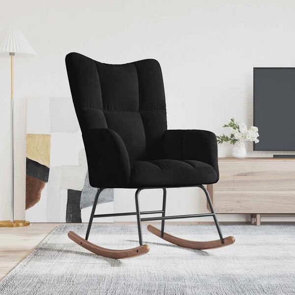 vidaXL Chaise &agrave; bascule Noir Velours
