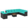 vidaXL Salon de jardin 11 pcs avec coussins noir r&eacute;sine tress&eacute;e