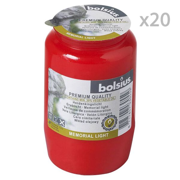 Bolsius Veilleuses de comm&eacute;moration Compo No 3 20 pcs Rouge