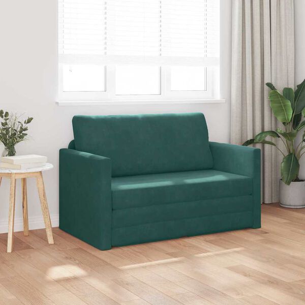 vidaXL Canap&eacute;-Lit Vert fonc&eacute; 124 x 204 x 61 cm Velours
