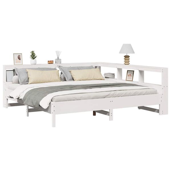 vidaXL Lit biblioth&egrave;que sans matelas blanc 180x200 cm bois pin massif