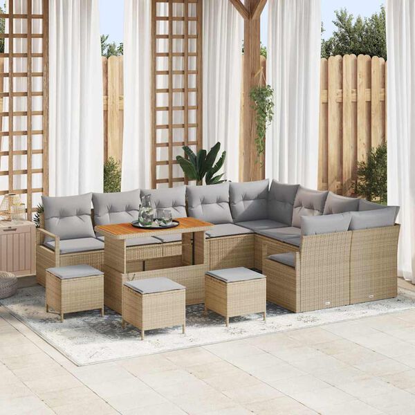 vidaXL Ensemble de canap&eacute; de jardin 13 pcs Beige et Gris clair