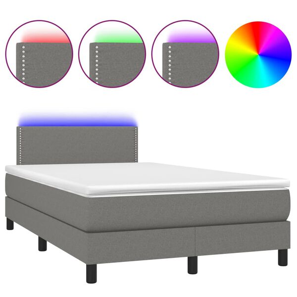 vidaXL Sommier &agrave; lattes de lit et matelas et LED Gris fonc&eacute; 120x200 cm