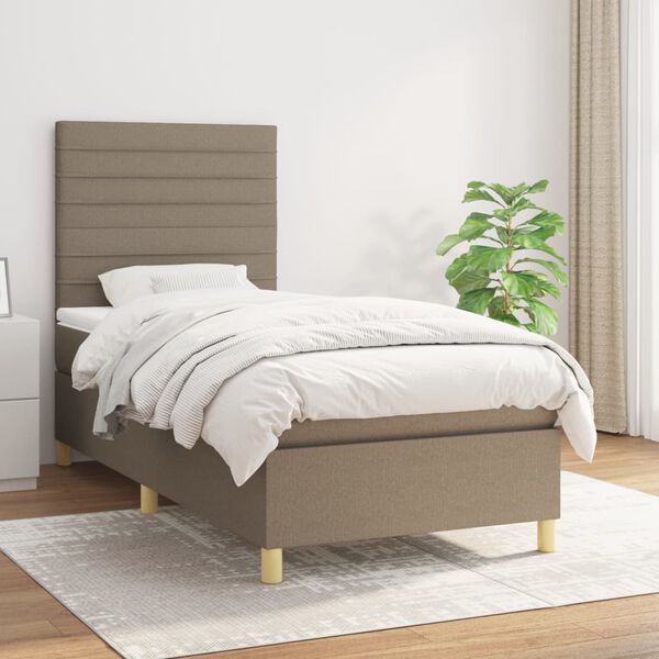 vidaXL Sommier &agrave; lattes de lit avec matelas Taupe 80x200 cm Tissu