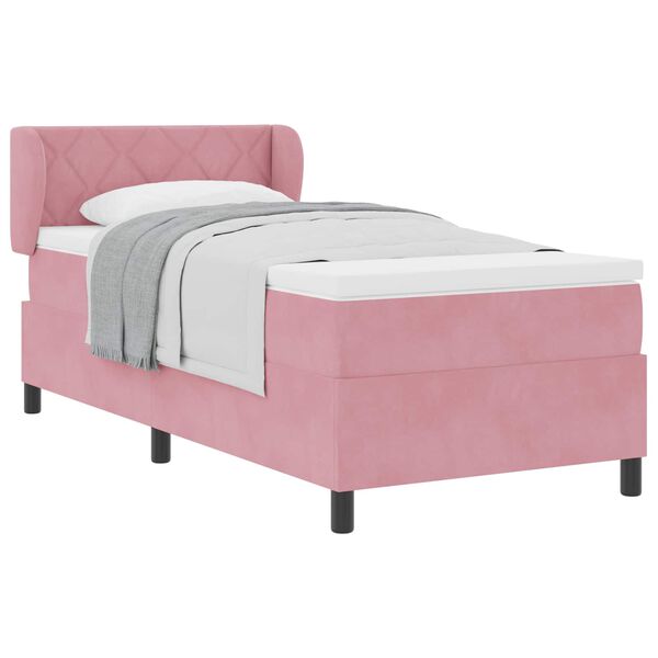 vidaXL Lit &agrave; ressorts avec matelas Rose 90 x 200 cm Velours