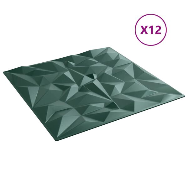 vidaXL Panneaux muraux 12 pcs vert 50x50 cm XPS 3 m² améthyste