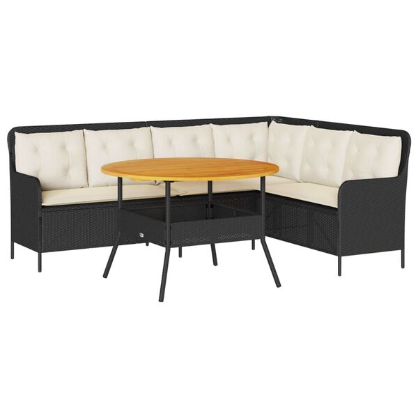 vidaXL Canap&eacute;s de jardin 2 pcs avec coussins Noir R&eacute;sine tress&eacute;e