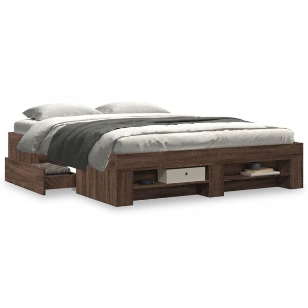 vidaXL Cadre de lit sans matelas ch&ecirc;ne marron 150x200 cm