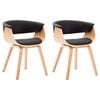 vidaXL Chaises &agrave; manger lot de 2 noir bois courb&eacute; et similicuir