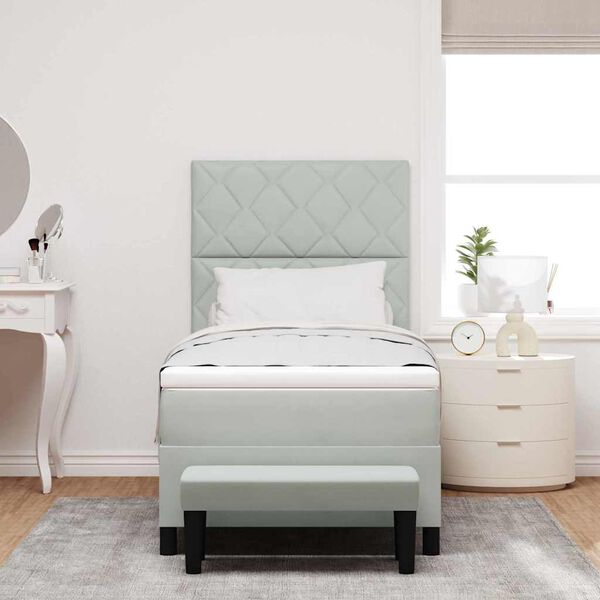 vidaXL Lit &agrave; ressorts avec matelas Gris clair 90 x 190 cm Velours
