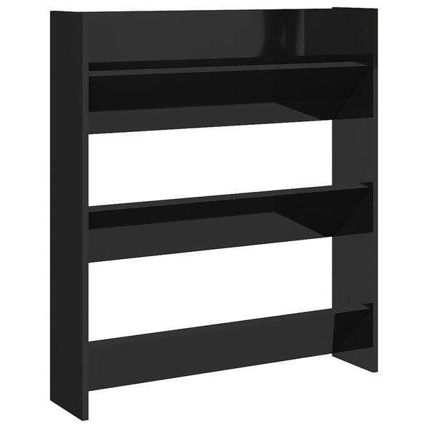 vidaXL Armoire &agrave; chaussures murale noir brillant bois d'ing&eacute;nierie