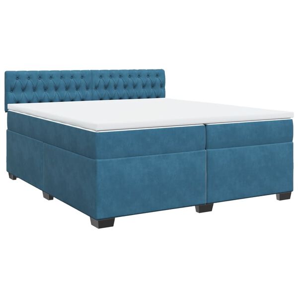 vidaXL Sommier &agrave; lattes de lit et matelas Bleu 200x200 cm velours