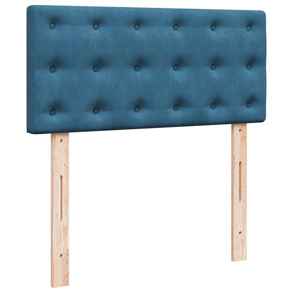 vidaXL Sommier &agrave; lattes de lit avec matelas bleu 90x200 cm velours