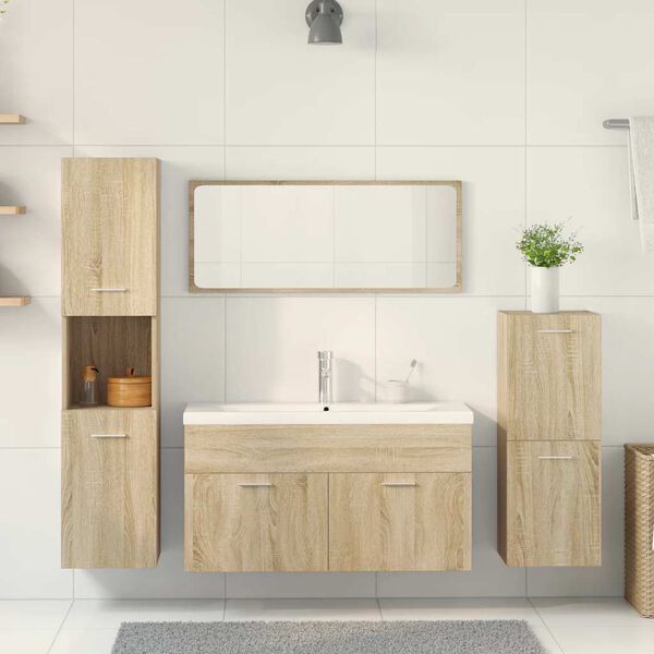 vidaXL Ensemble de meubles de salle de bain 5 pcs ch&ecirc;ne sonoma