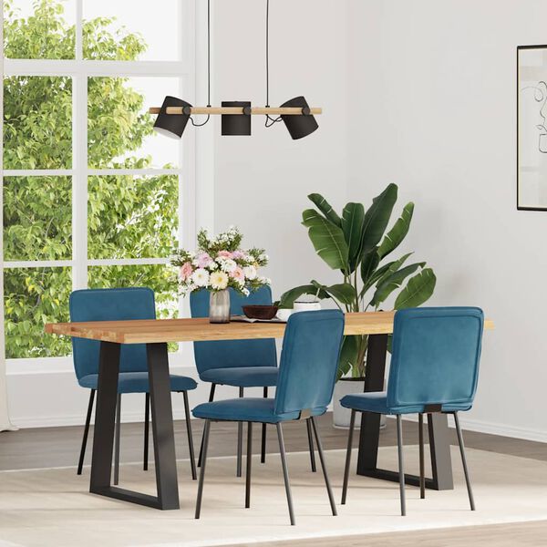vidaXL Chaises &agrave; manger lot de 4 Bleu Velours