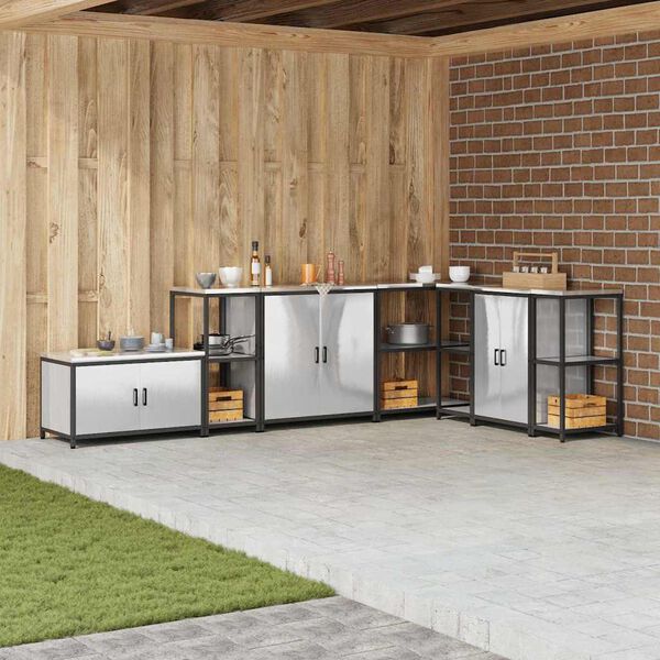 vidaXL Rangement de cuisine avec &eacute;tag&egrave;re Argent 60 x 50 x 92 cm Acier